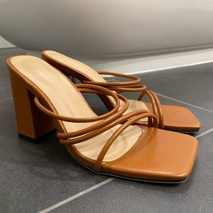Camel Block Heels Size 6